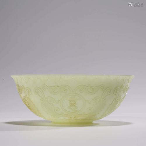 A WHITE JADE GOOD FORTUNE BOWL