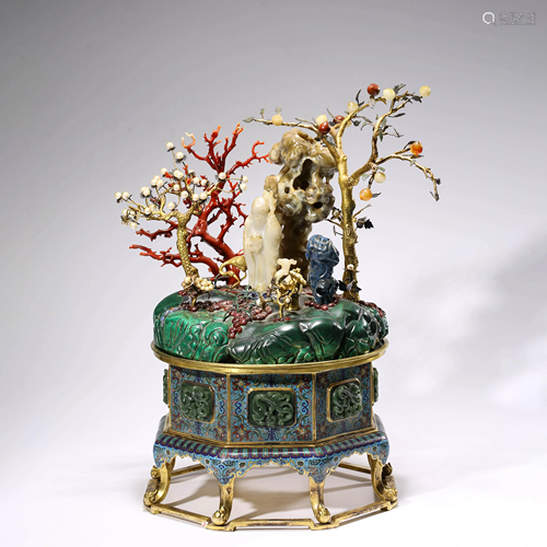 CLOISONNE ENAMEL JARDINIERE WIT…