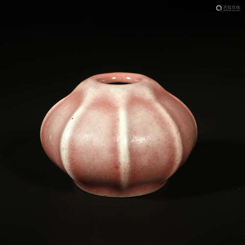 A Peachbloom-glazed Porcelain Octagonal Melon-shaped Brush Washer