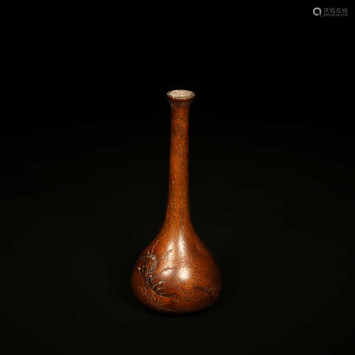 A Bamboo Root Carved Floral Flower Vase