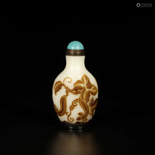 A Nested Glassware Flower&Bird Pattern Snuff Bottle