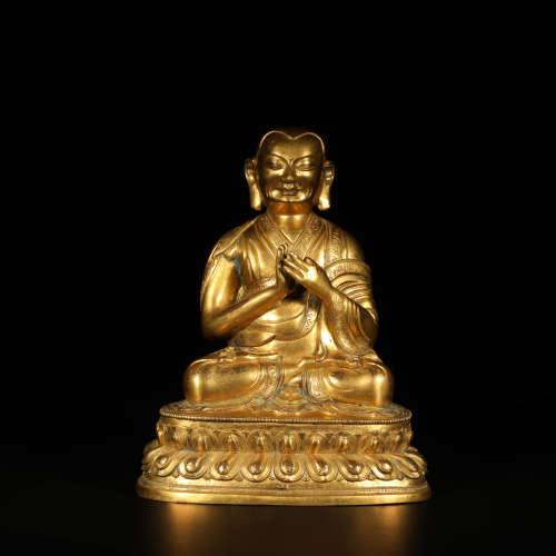 A Gild Bronze Guru Buddha Statue