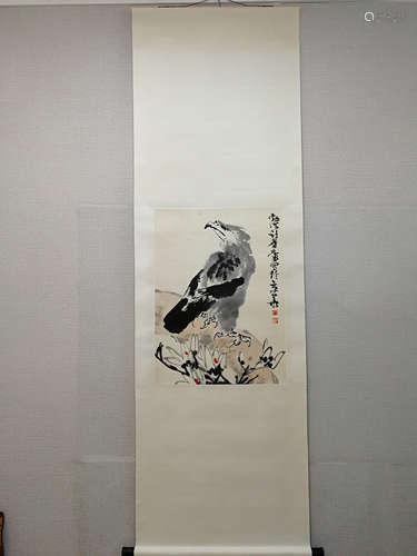 A Chinese Eagle Painting, Xu Linlu Mark