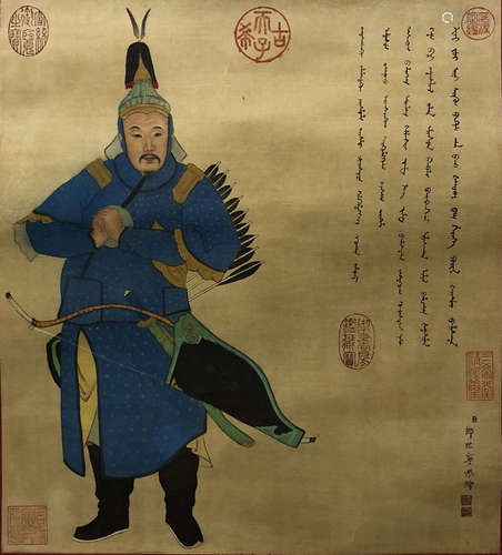 A Chinese Figure Painting, Lang Shining Mark