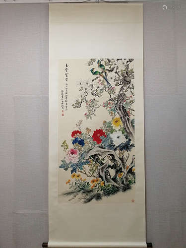 A Chinese Flowers Painting, Cai Xian Mark