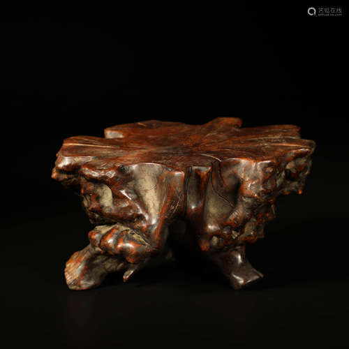 A Natural Burl Shaped Three-legged Wood Pedestal