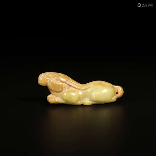 A Jade Carved Rabbit Ornament