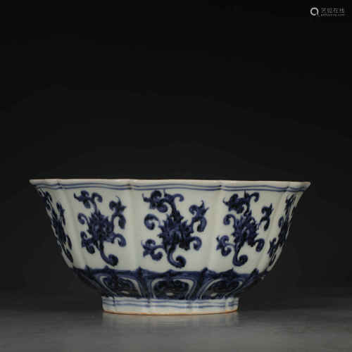 A Blue and White Floral Porcelain Bowl