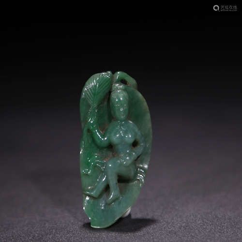 A Jadeite Carved Stark-naked Woman Pendant