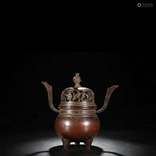 A Piercing Three-legged Copper Incense Burner