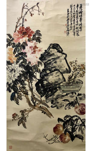 A Chinese Flower Painting, Wu Changshuo Mark