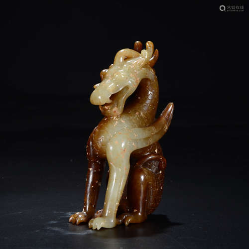 A Jade Carved Dragon Ornament