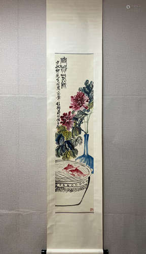 A Chinese Flowers Painting, Qi Baishi Mark