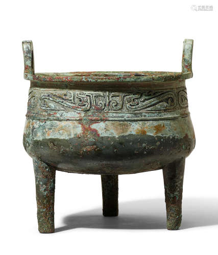A rare archaic bronze inscribed ritual food vessel, Ding Early Western Zhou Dynasty