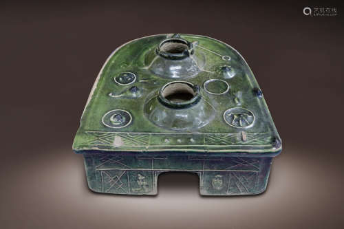 漢  綠釉滿工鍋灶