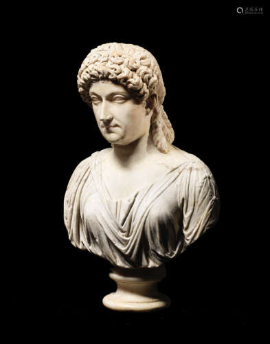 A Roman marble portrait head of a woman