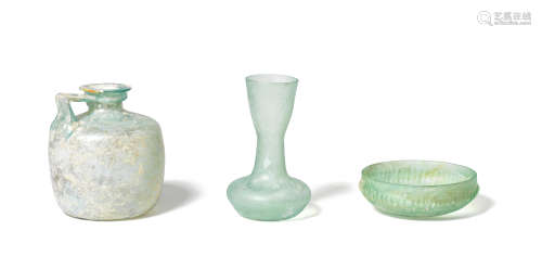 Three Roman green glass vessels 3