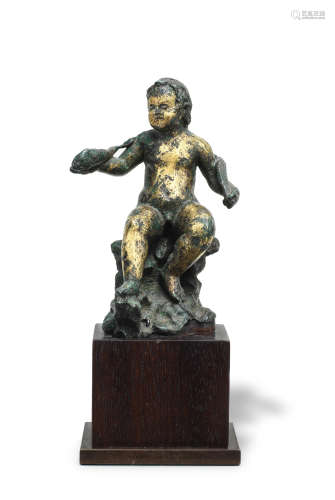 A Roman bronze figure of a boy fishing