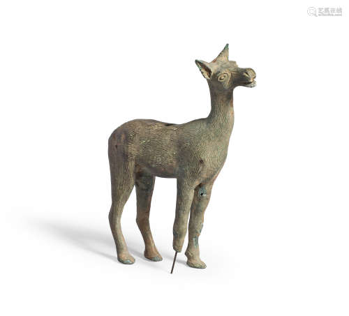 A large Roman bronze doe