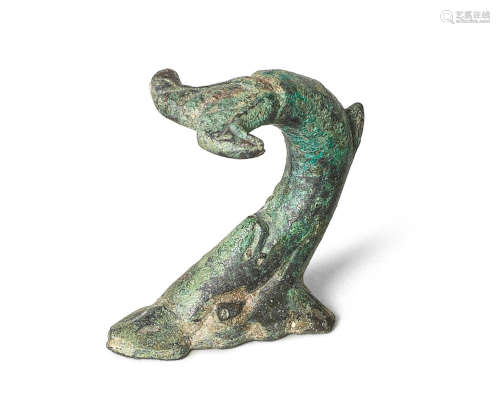 A Roman bronze dolphin attachment
