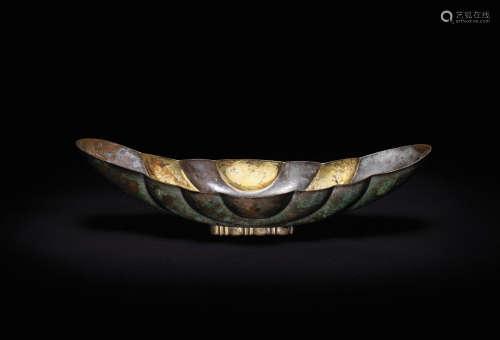 A Sasanian gilt silver lobed elliptical bowl