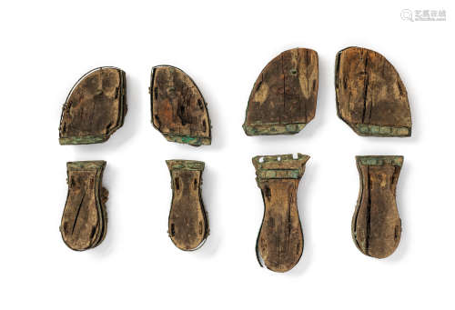 Two pairs of Etruscan bronze and wood sandals 4