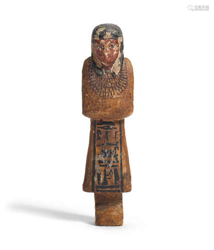 An Egyptian polychrome wood overseer shabti