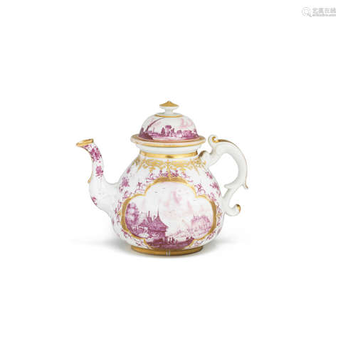 A Meissen teapot and cover, circa 1730