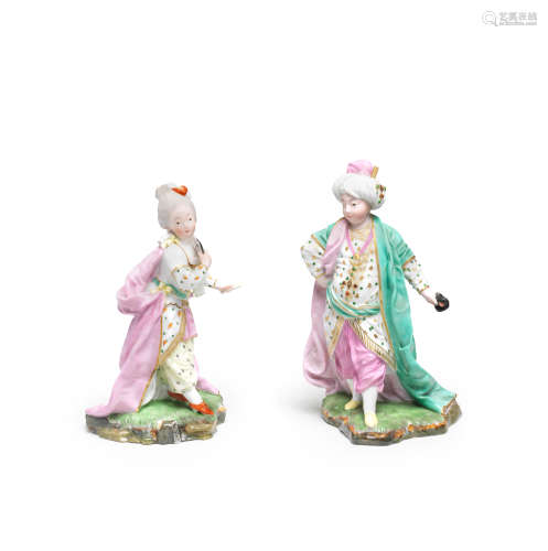 A pair of Höchst figures of a Sultan and Sultana, circa 1770
