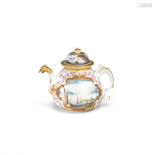 A Meissen KPM teapot and cover, circa 1726-30