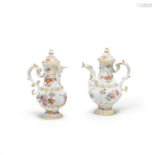 Two Meissen oil and vinegar ewers and covers, circa 1735