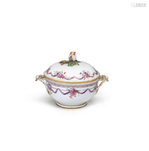 A Niderviller porcelain ecuelle and cover, circa 1775