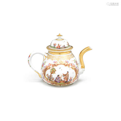 A Meissen teapot and cover, circa 1725-28