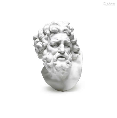 A large Fürstenberg biscuit porcelain bust of Laocoon, circa 1772