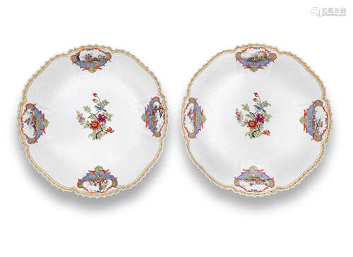 A pair of Meissen deep dishes from the Empress Elisabeth service, circa 1741