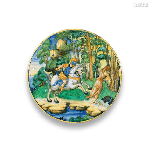 A Maiolica Istoriato dish, Urbino, possibly the workshop of Guido Durantino (Guido Fontana), circa 1540