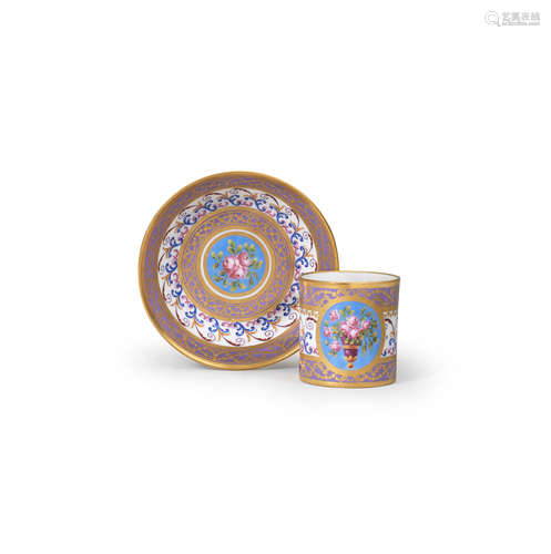 A Sèvres cup and saucer, dated 1788