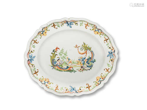 A French faience oval dish, third quarter 18th century