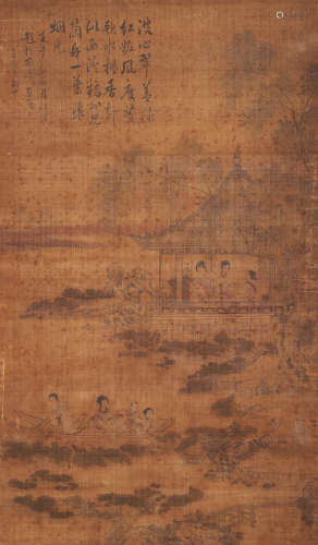 After Ding Guanpeng (1688 - 1766) Women and Children at a Garden Pond