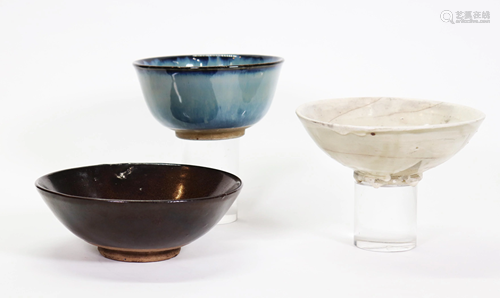 3 Chinese Bowls; Brown, Jun & Song Cizhou