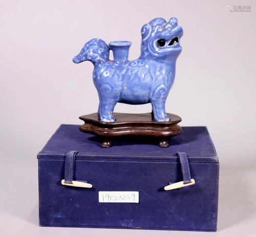 Chinese 19 C Monochrome Blue Fu Dog I…