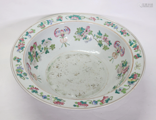 Large Chinese 19 C Famille Rose Porcelain Bowl