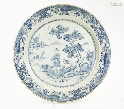 Large Chinese 18 C Blue White Porcelain Char…