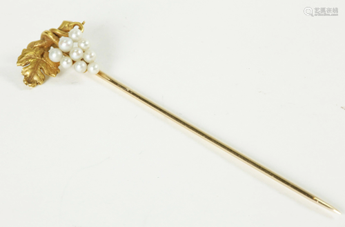 Wine Theme 14K Yellow Gold Grape Stick Pin