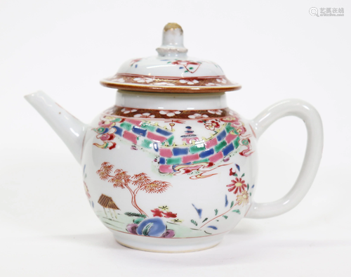 Chinese 18 C Famille Rose Porcelain Teapot