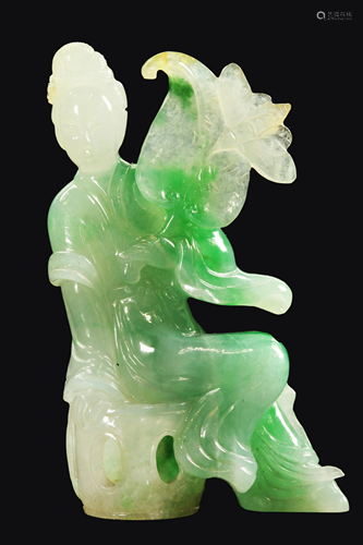 Chinese Translucent Green Jadeite Beautiful Lady