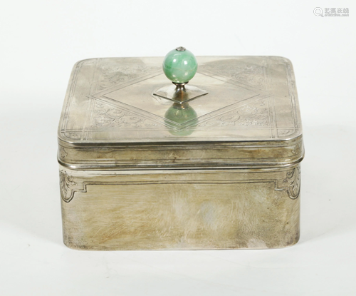 Sweetser Co Sterling; Biscuit Box Jadeite Finial