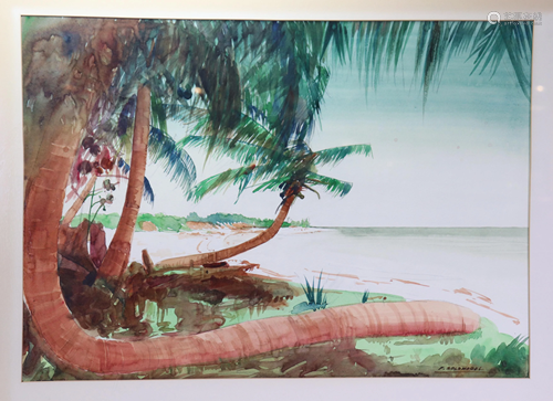 Fredric Soldwedel Watercolor Coconut Palms …