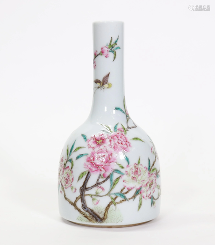 Chinese Fencai Porcelain Mallet Vase; Jing…