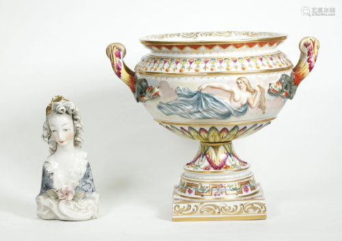 Italian Capodimonte Porcelain Centerpiece Urn …